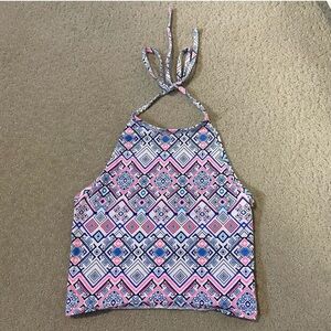 Aeropostale Pink and Blue Geometric Halter Top
